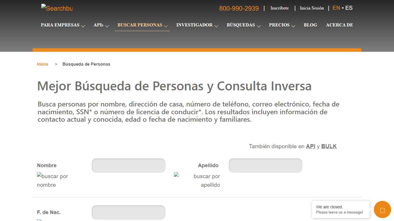 Mejor búsqueda de personas y consulta inversa. Encuentra nombres, direcciones, números de teléfono o correos electrónicos.