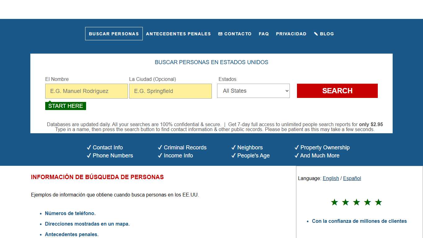 Buscar personas en estados unidos - EE.UU.